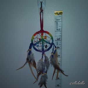 🌈 Rainbow ☮️ Peace Sign Dreamcatcher approx. 10in